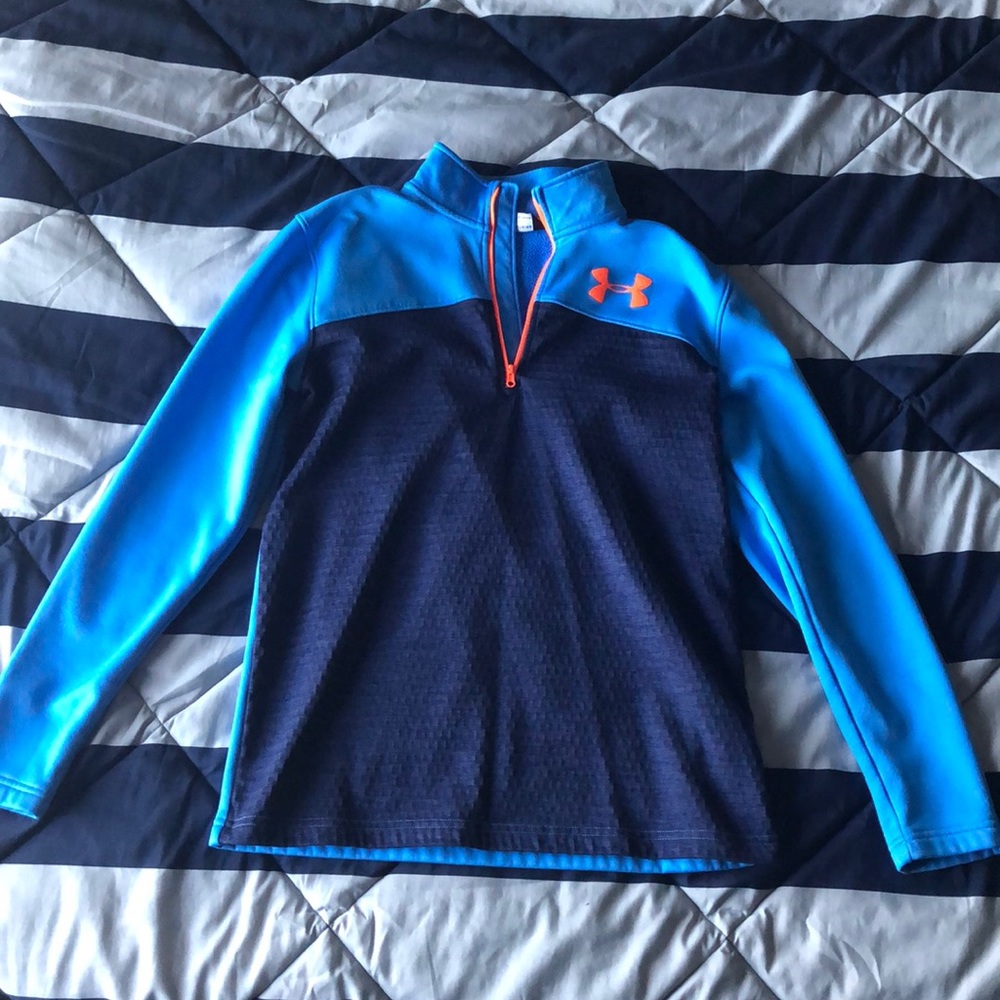 Boys Under Amour Pullover, Dark and Light Blue, XL
